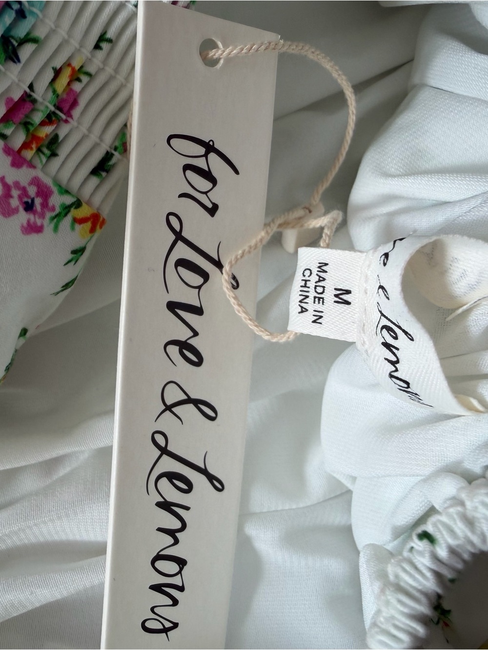 For Love And Lemons White  dress with Multicolor Floral Trim - Picture 11 of 13